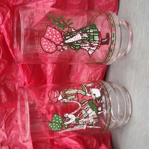 Vintage 1977 Holly Hobbie Coca Cola Christmas Glasses, Set of 2, Limited Edition